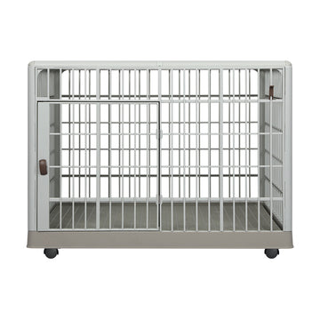 PaWz Dog Crate Pet Kennel Indoor Sturdy ABS Plastic Wheels Double Door M Petsleisure
